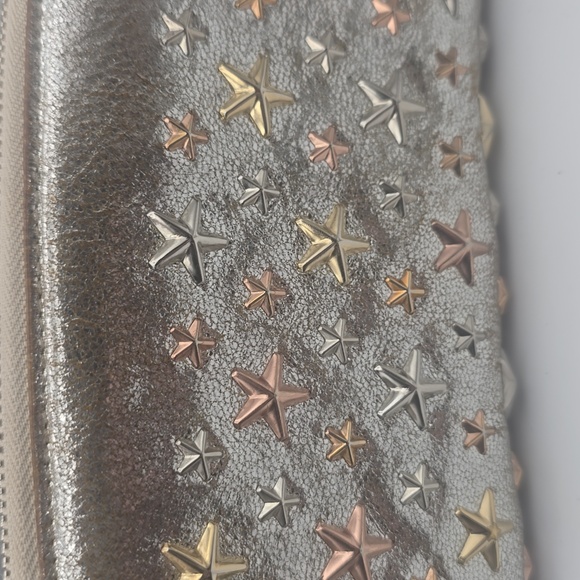 Jimmy Choo Filipa Star Metallic Silver Studded Zip Long Wallet (VERY GOOD)✨️ - Picture 3 of 13
